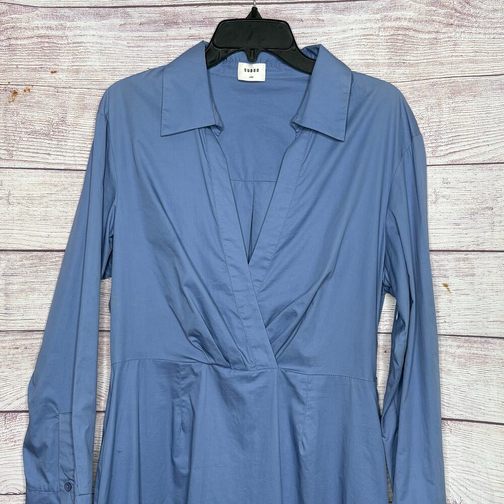 Suboo Blue Classic Office Long Sleeve Midi Collared Neckline Dress Size Large - Picture 6 of 10